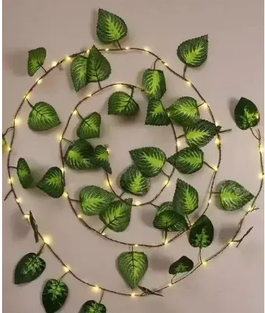 7Feet Money Plant Home Décor String Lights | Battery Operated Waterproof Lights | Vine Garland Hanging for Wall, Bedroom, Window, Wedding, Festival, Party ( Warm White)